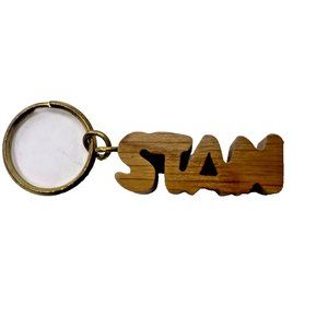 Vintage Keychain STAN Key Ring Wood Name FOB by Russ Berrie - 1980's